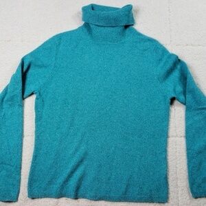 Valerie Stevens 2 Ply Cashmere Aqua Sweater Sz PM